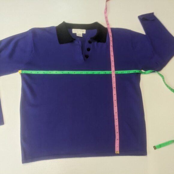 Casual Corner Size Small Purple and Black Polo Style Sweater - Picture 5 of 8